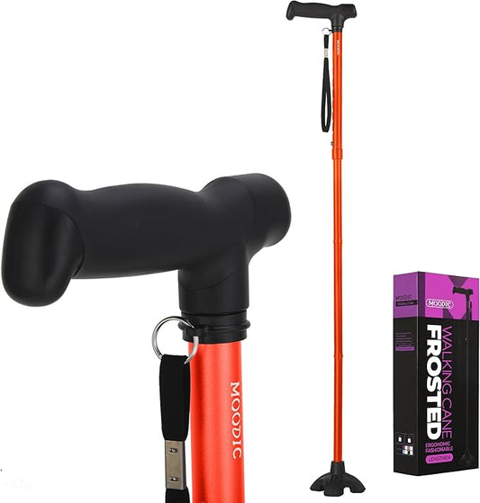 Walking Cane for Women, Extended Grip; Solid Base; Foldable; Adjustable Heights; Lightweight; Free Standing; Portable Canes for Men for Stability (Red)