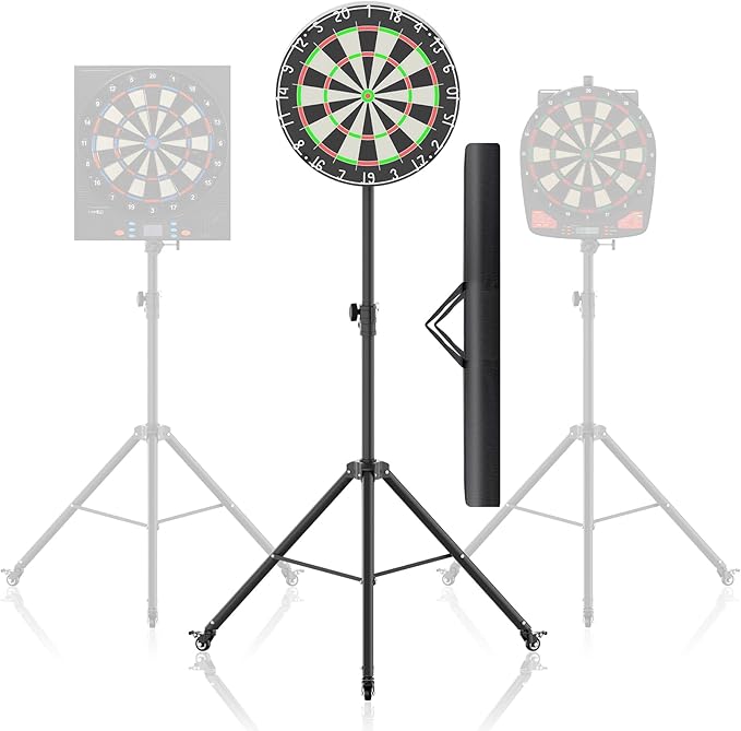 Dartboard Stand, Portable Professional Dart Holder Stand Adjustable Height from 57.1 to 77.6 -inch for Outdoor, Travel, Home, or Bars Games