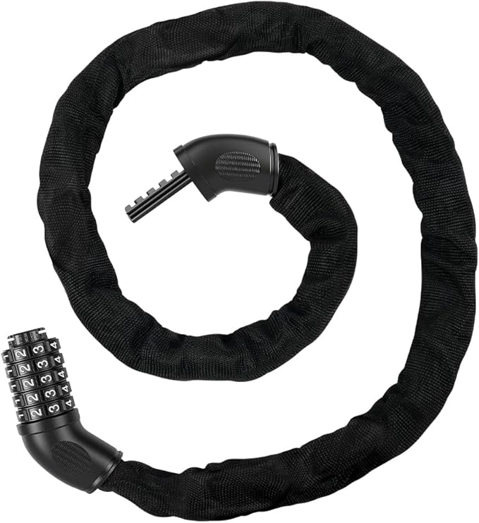 Bike Lock, 2.62/3.28/4ft Long Heavy Duty Anti Theft Bike Chain Lock, 5 Digit Combination High Security Resettable Keyless Bicycle Locks for Bike, Motorcycle, Scooter, Gate, 6mm Thick, Black