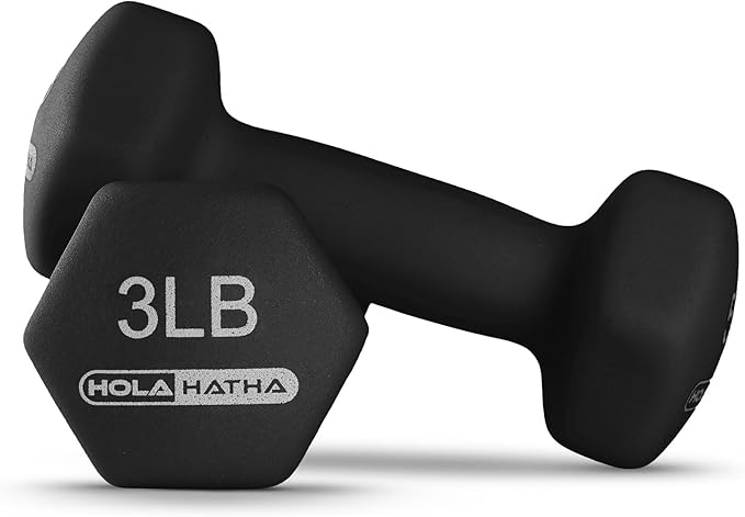 HolaHatha 2, 3, 5, 8, and 10 Pound Neoprene Dumbbell Free Hand Weight Set with Rack, Ideal for Home Exercises to Gain Tone and Definition, Pastel