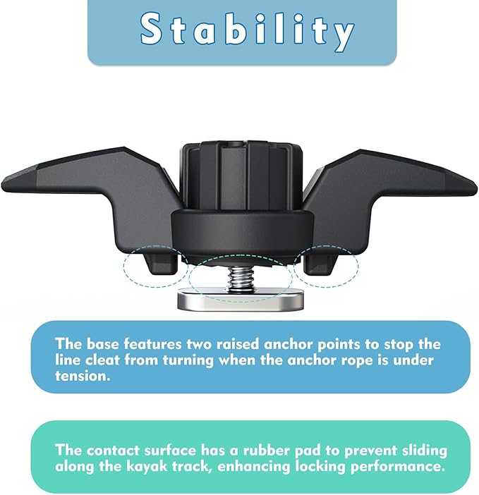 1007 Kayak Anchor Cleat Compatible with Kayak Track Light/Medium Duty Polymer Kayak Mount Track Kayak Low Profile Track Mount
