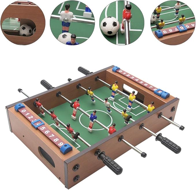 Saycker Table Foosball, Mini Football Table Soccer Tabletops Wood Football Table Top w/Footballs, Game Accessories for Kids Adults Family Night Parties Entertainment