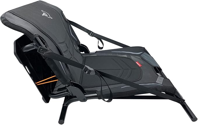 Pelican - Ergoboost Multifunctional Folding Kayak Seat - Adjustable Compact Traveler Kayak Seat with Back Support - Black