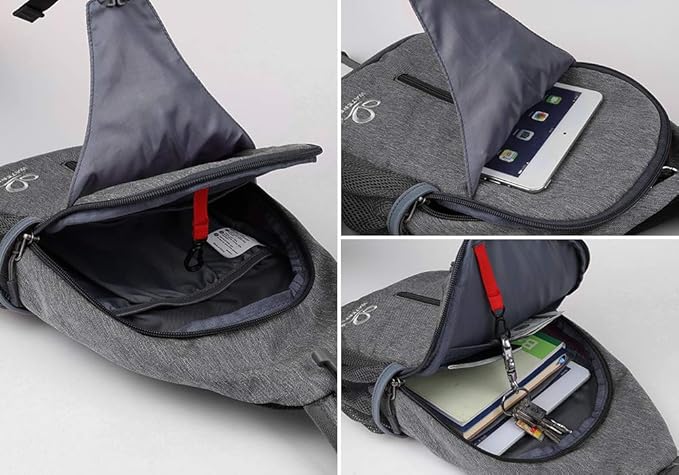 WATERFLY Crossbody Sling Backpack Sling Bag Travel Hiking Chest Bag Daypack