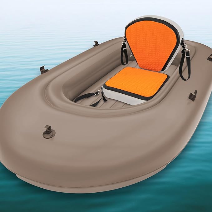 Inflatable Kayak Seat, Universal Paddle Board Seat, Thicken Seat Cushion, Back Support Adjustable, for Surfboard Kayak Canoe Marine (Orange)