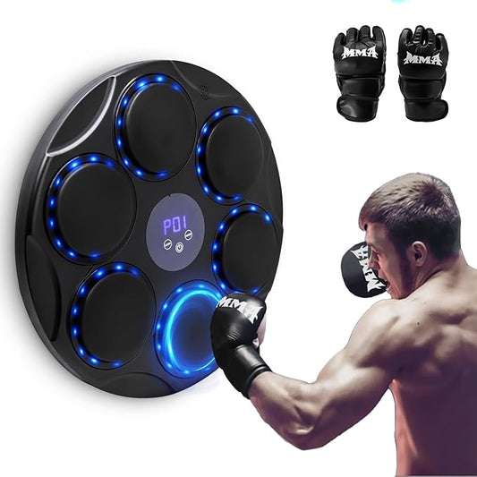 Music Boxing Machine with Gloves, Bluetooth Connection, Wall Punching Pad Boxing Trainer Musical Exercise Equipment for Gym, Office, Home for Workout.