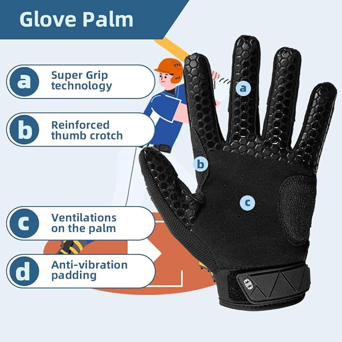 Seibertron B-A-R PRO 2.0 Signature Baseball + Softball + Teeball Batting Gloves Super Grip Finger Multiple 11 Sizes + 5 Colors Available Fit Adult Youth Kids Boys Girls Mens Women