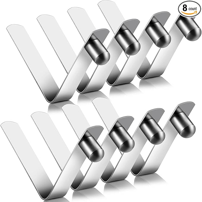 Moxweyeni 8 Pieces Push Button Spring Clips Tent Pole Clips Stainless Steel Kayak Paddle Spring Snap Clips Locking Tube Pin for Camping Kayak Paddle Tent Pole