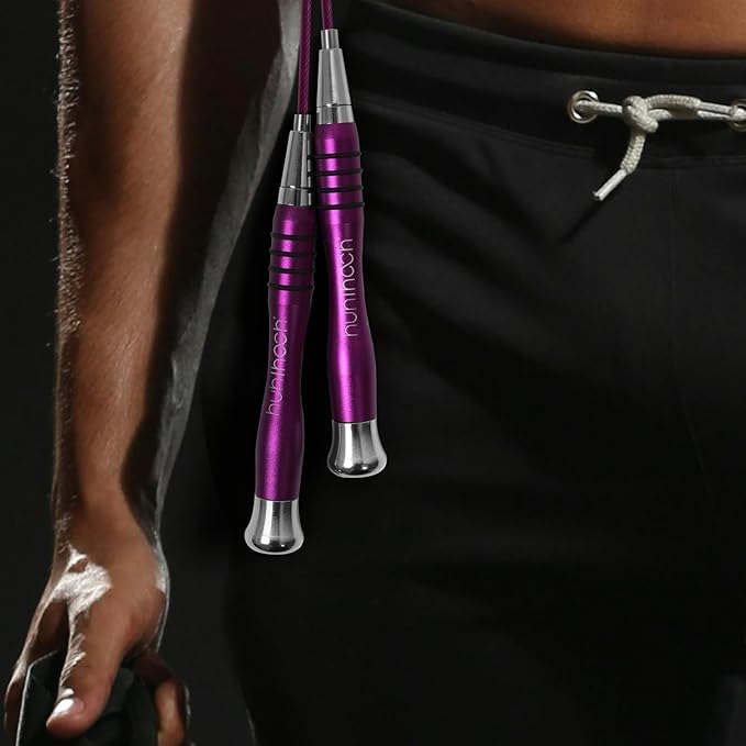 High Speed Jump Rope - Self-Locking No-Screw Design, Weighted Jump Rope, 360° Fast Rotation, Silicone Textured Design, Non-Slip, Includes 2 Speed Ropes Cables for Optimal Fitness Training & More - CrossFit Jump Rope.