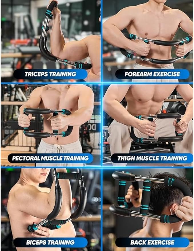 Twister Arm Trainer, Adjustable, Detachable, Portable, Chest Exerciser for Men & Women. Home Fitness Equipment for Enhancing Upper Body Muscle(60-90-110 lbs Tension, Black with Blue Stripes)