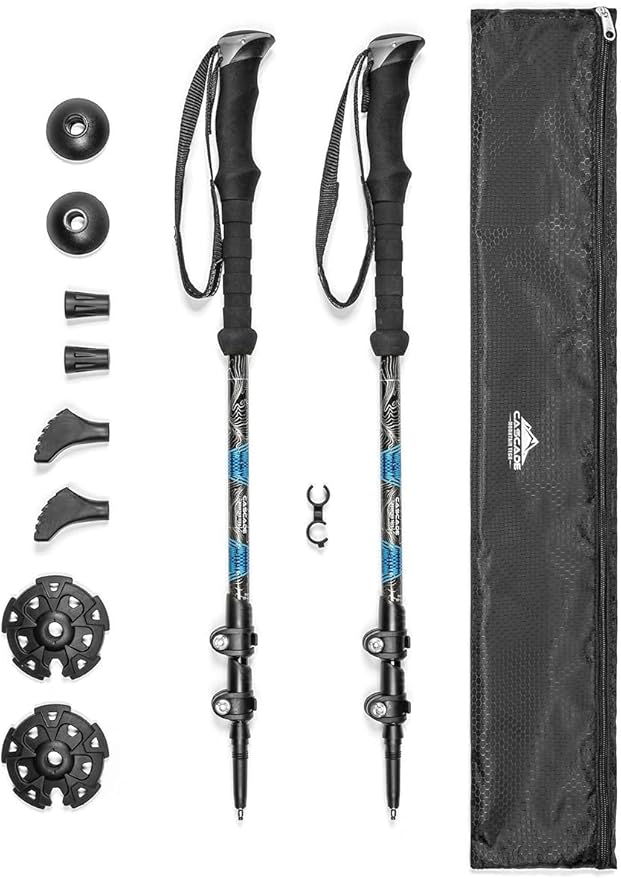 Cascade Mountain Tech Trekking Poles - Carbon Fiber Walking or Hiking Sticks with Quick Adjustable Locks