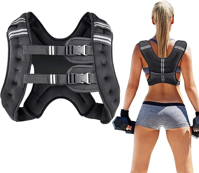 Prodigen Weighted Vest for Women and Men 8 12 16 20 25 30 Lbs with Reflective Stripe and Double Adjustable Buckle Straps Weight Vests for Strength Training, Jogging, Cardio, Weight Loss