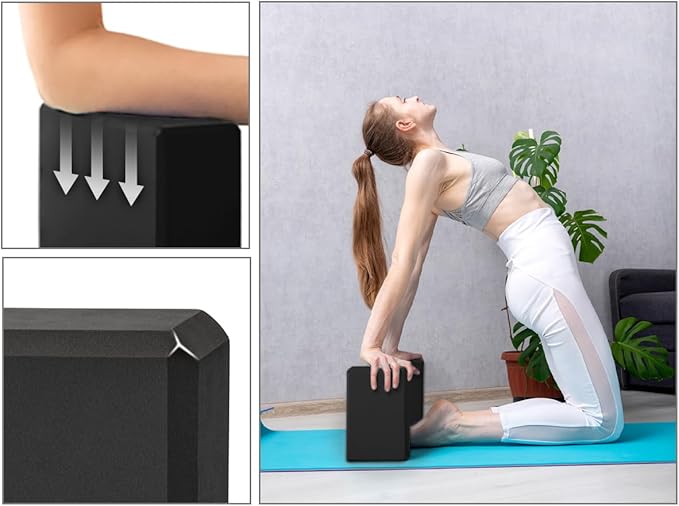 EXERZ Yoga Blocks 2 pack, Gym Blocks, Exercise Workout Fitness Bricks, Pilates Stretch Handstand Non-Slip