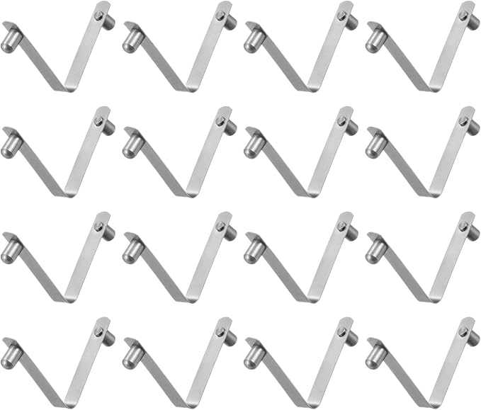 HARFINGTON 16pcs Double Button Kayak Paddle Snap Spring Clip 5x7.5x35mm 65Mn Spring Steel V-Shaped Solid Lift Telescopic Locking Tube Pole Clips for Tent Umbrella Camping
