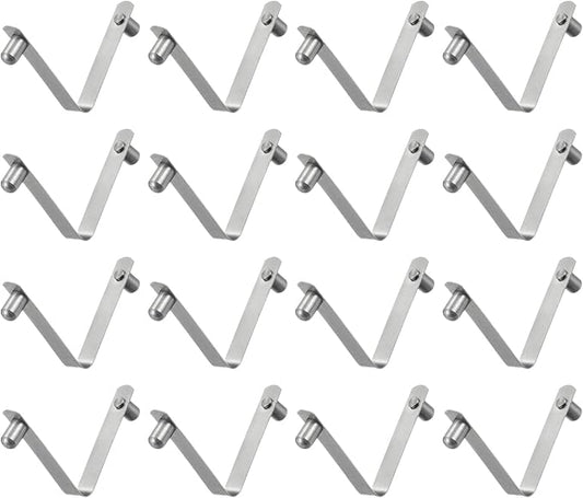 HARFINGTON 16pcs Double Button Kayak Paddle Snap Spring Clip 5x7.5x35mm 65Mn Spring Steel V-Shaped Solid Lift Telescopic Locking Tube Pole Clips for Tent Umbrella Camping