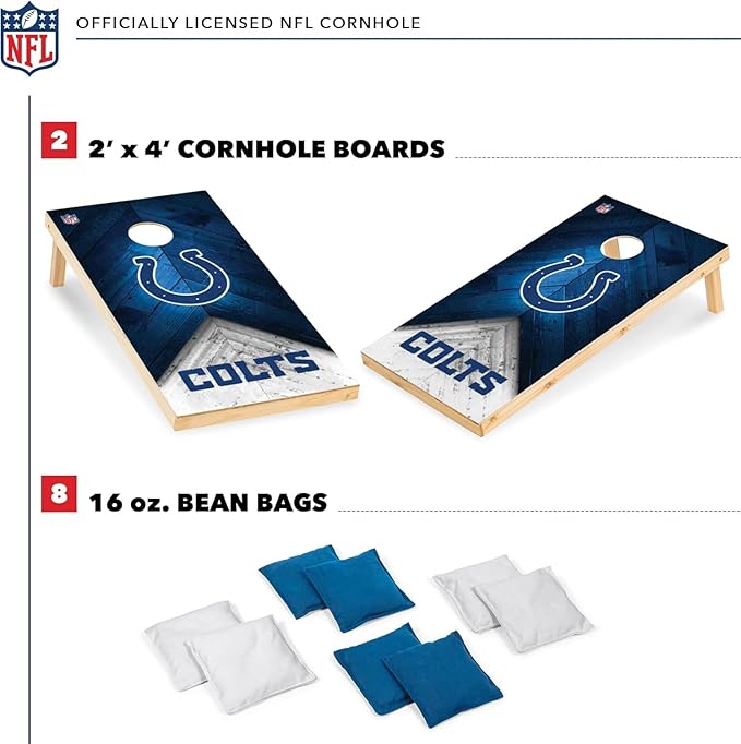 Wild Sports NFL Football 2' x 4' Regulation Size Solid Wood Cornhole Set with Direct Print HD Team Graphics Great Gift for Any Football Fan! Bean Bag Toss Family Outdoor Game