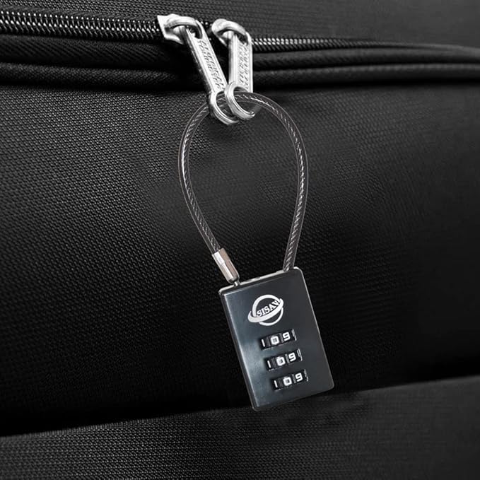 3 Digit Cable Combination Lock 5 inches Cable for School Gym Locker,Filing Cabinets,Helmet,Toolbox,Luggage Suitcase,knapsack,Black 2Pack