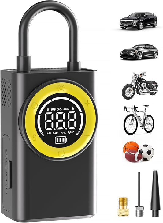 Tire Inflator Portable Air Compressor,150 PSI Cordless Air Pump for Car Tires with Digital Pressure Gauge & LED Light,5X Faster Portable Tire Inflator for Car,Motorcycle,Bike,Ball