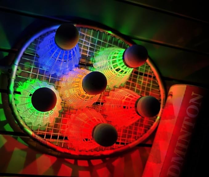 Leadge LED Shuttlecock Badminton Birdies, Shuttlecock Dark Night Nylon Glow Glow Birdies Lighting for Outdoor Indoor Sport Activities (6Packs) (Multi Color)