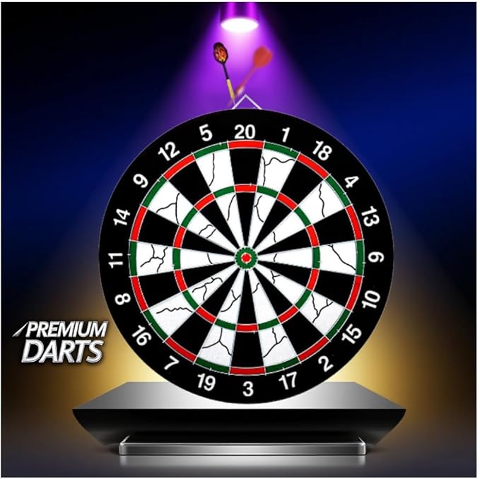 Flocking Dart Board Set,Double-Sided Dart Board with 12pcs Steel Tip Darts-Lightweight Bristle Dartboard-Multiplayer Party Games