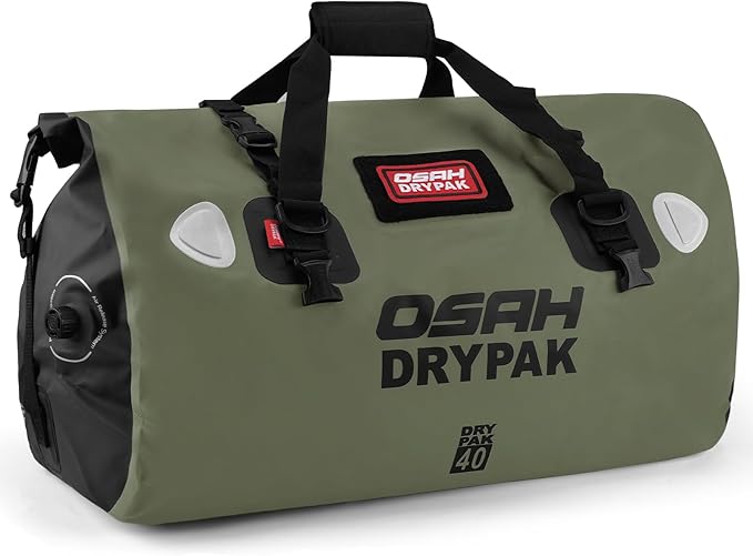 Waterproof Duffel Bag - Motorcycle Dry Bag Tail Bag with Large Storage Space, Waterproof Luggage Duffle Bags with Outer Mesh Zipper Pocket for Camping, Kayaking, Fishing & Traveling