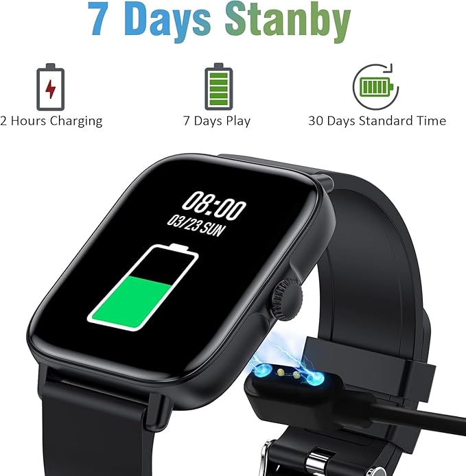 Smart Watch for Men Women (Answer/Make Call) - 1.9" Full Touch Screen Smartwatch iOS Android Compatible, Fitness Tracker Watch with Heart Rate Sleep Monitor, BP, SpO2, Step Counter (Classic Black)
