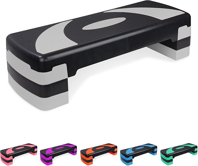 Exercise Workout Aerobic Step Platform Trainer, 31" Aerobic Stepper with 4"-6"-8" Adjustable Height Risers