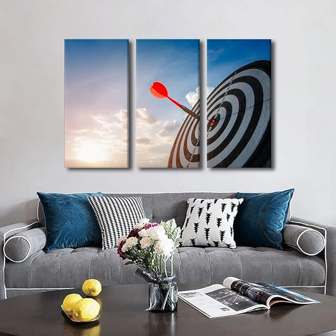 Wall Art Painting Dart Hits the Bullseye Inspirational Bedroom Living Room Wall Decor Successful Concept Framed Office Modern Dart Pictures Canvas Prints Artwork for Bathroom Decorations, 24" Wx36 H