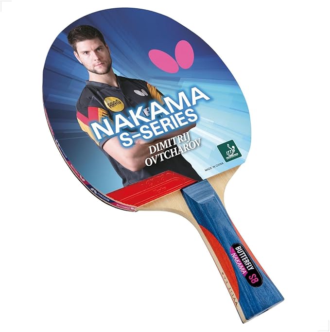 Butterfly Nakama Shakehand Ping Pong Paddle - Recommended for Beginner & Intermediate Level Players - Includes Two Free 40+ Balls - International Table Tennis Federation Approved