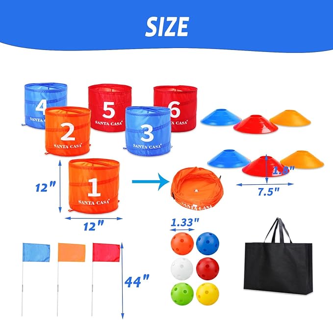 SANTA CASA Golf Backyard Bucket Game - 6-Hole Portable Chipping Practice Set for Adults, Kids & Pros, Lawn Golf Training, Family Fun at Beach & Park, for Dad (Father's Day) - Excluding Golf Club