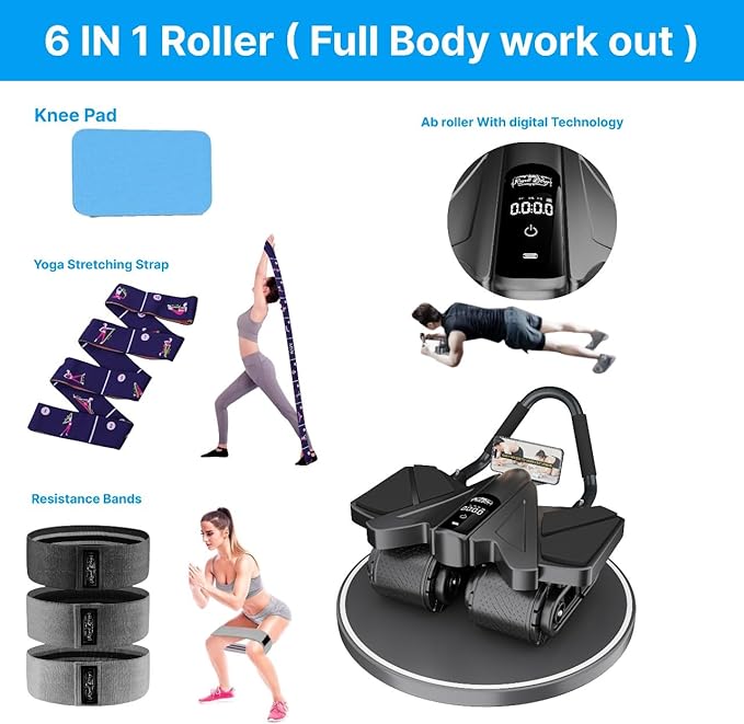 2025 First Ever Calorie Counting Ab Roller High-Performance Abdominal Exercise Machine with Automatic Rebound