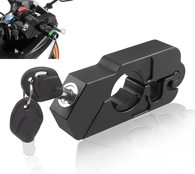 BAIONE Motorcycle Grip Lock Handlebar Throttle Security Lock Anti-Theft Scooters fit for ATV Motorcycles Dirt Street Bike (Black)