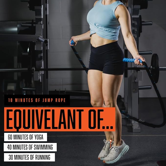 Weighted Jump Rope - 2.9lbs, 9.9 Feet Long Jump Ropes for Fitness, Home Workout Rope, Skipping Rope for Exercise, Total Body Workout Equipment, Durable Jumping Rope by Fitby