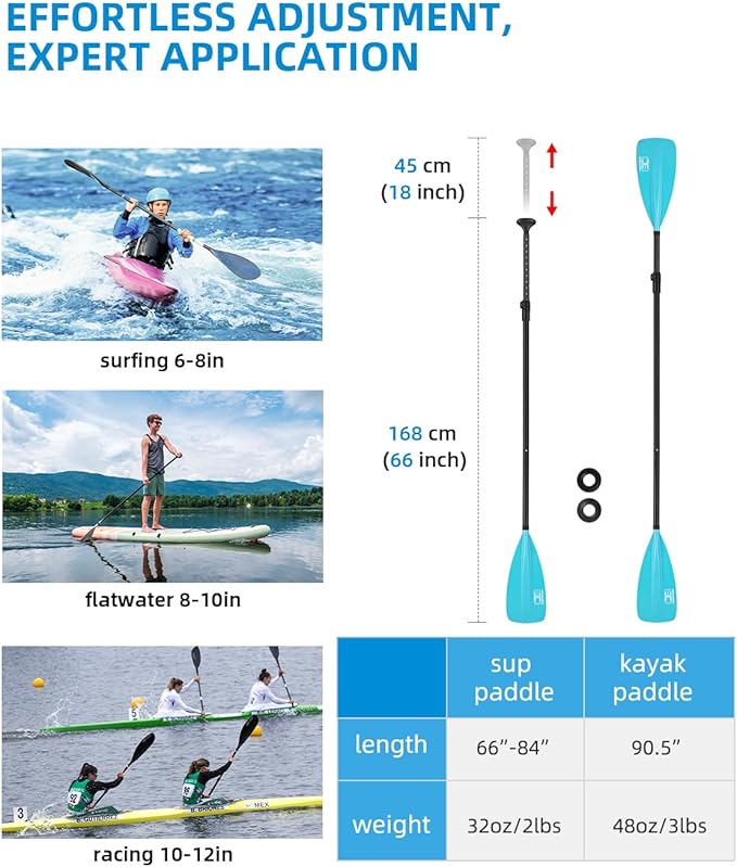 OCEANBROAD SUP Paddle - Adjustable Stand-Up Paddle for Paddleboard Kayak, Adjustable Aluminum Alloy Shaft with Reinforced Nylon Blades