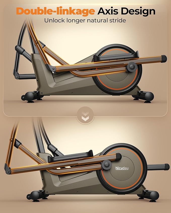 Niceday Elliptical Machine, Elliptical Exercise Machine for Home with Hyper-Quiet Magnetic Driving System, Elliptical Trainer with 15.5IN-20IN Stride, 16 Resistance Levels, 500LBS Loading Capacity