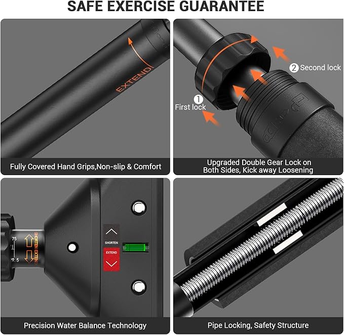 Sportneer Pull Up Bar: Strength Training Chin up Bar without Screws - Adjustable 29.5''-37'' Width Locking Mechanism Pull-up Bar for Doorway - Max Load 440lbs for Home Gym Upper Body Workout, Non-slip