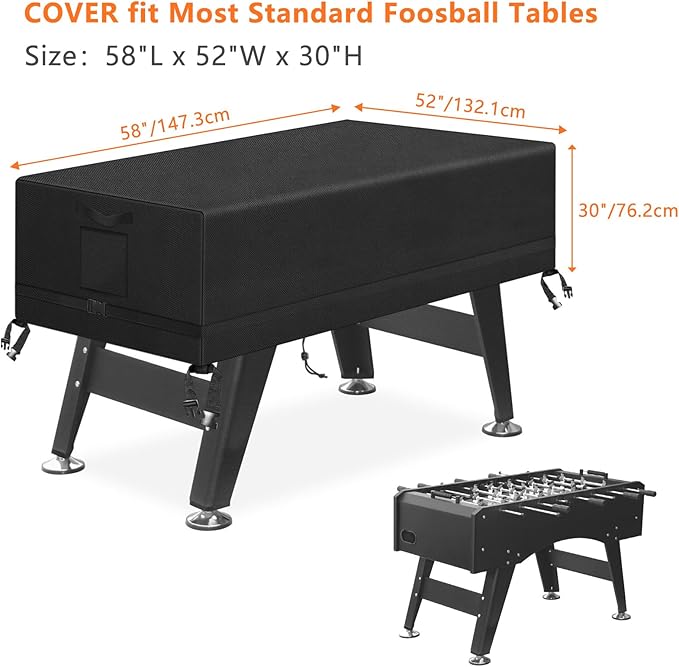 Kovshuiwe Foosball Table Cover Outdoor Waterproof Soccer Table Cover Heavy Duty Rectangular Patio Football Game 58"x52"x30"(LxWxH )