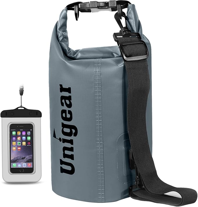 Unigear Dry Bag Waterproof, 2L/5L/10L/20L/30L/40L Floating and Lightweight Bags for Kayaking, Boating, Fishing, Swimming and Camping with Waterproof Phone Case