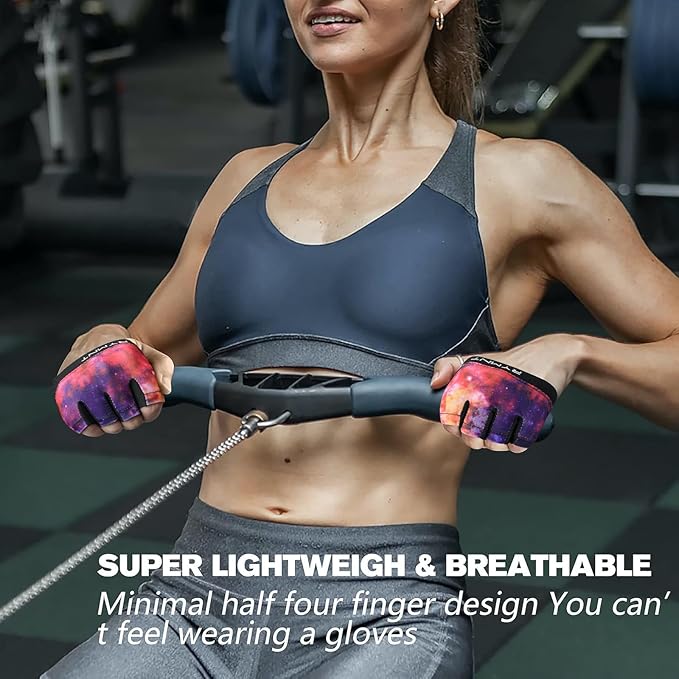 Minimal Workout Gloves,Short Micro Weight Lifting Gloves Grip Pads with Full Palm Protection & Extra Grip for Men Women Weightlifting,Gym,Cross Training,Powerlifting,WODs.