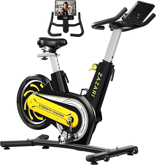 Magnetic Exercise Bike, 350 lbs Weight Capacity, Indoor Cycling Bike Stationary with Multi-Grip Handlebar, Comfortable Seat, Silent Belt Drive, Rear Flywheel & Tablet Holder