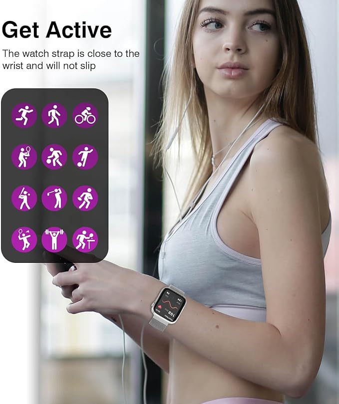 EarlySincere Smart Watch for Women with Bluetooth Call Answer/Dial,1.9'' HD Full Touch Screen Fitness Tracker, Smartwatch with Heart Rate Blood Oxygen Blood Pressure Sleep Monitor for Android iOS