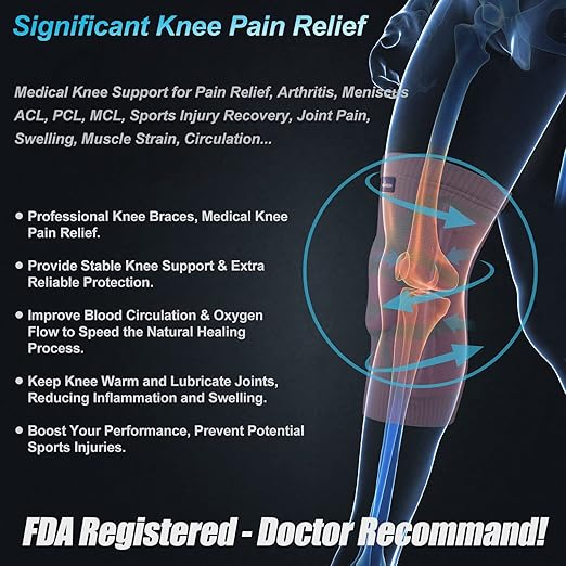 NEENCA Knee Brace for Knee Pain Relief, Medical Knee Support with Patella Pad & Side Stabilizers, Compression Knee Sleeve for Meniscus Tear, ACL, Arthritis, Joint Pain, Runner, Sport- FSA/HSA APPROVED