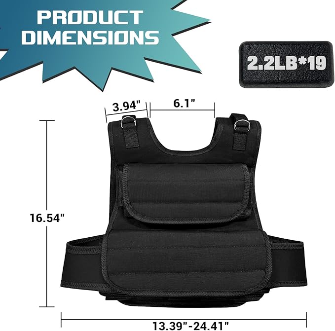 Adjustable Weighted Vest 44 Lb, Weight Vest for Men,Adjustable Wearable Weights with Iron Weights for Home Workouts and Strength Training