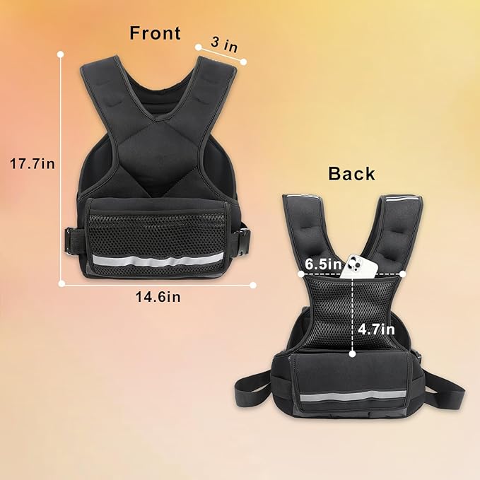 Weighted Vest Men & Women, 5lb/10 lb Adjustable Weighted Vest with Reflective Stripe, for Workout, Strength Training, Running, Fitness, Muscle Building, Weight Loss,Weightlifting