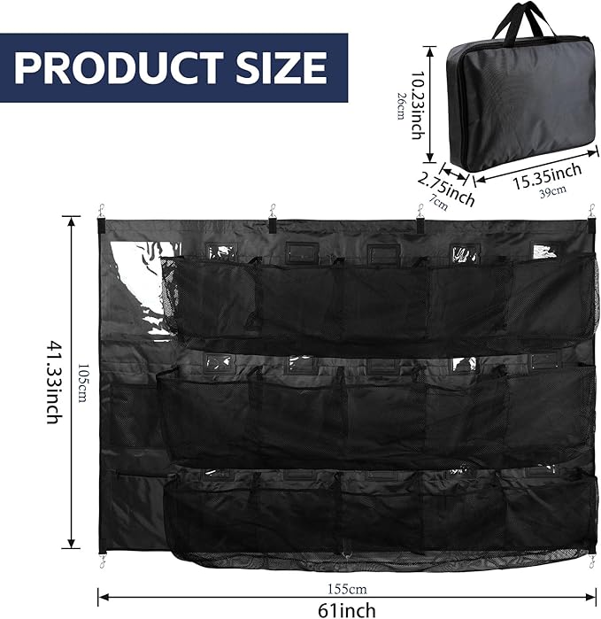 Baseball Dugout Organizer, Hanging Helmet Bag for 15 Players Baseball Softball Team, Helmet Organizer for Dugout Fence Garage, Organize Baseball Equipment, Helmets, Gloves, Bats, Balls