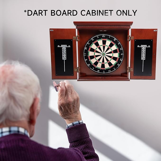 GSE Games & Sports Expert Professional Solid Wood Classic Official Size Dartboard Cabinet with Dart Scoreboard for Game Room. Dartboard & Darts Not Included