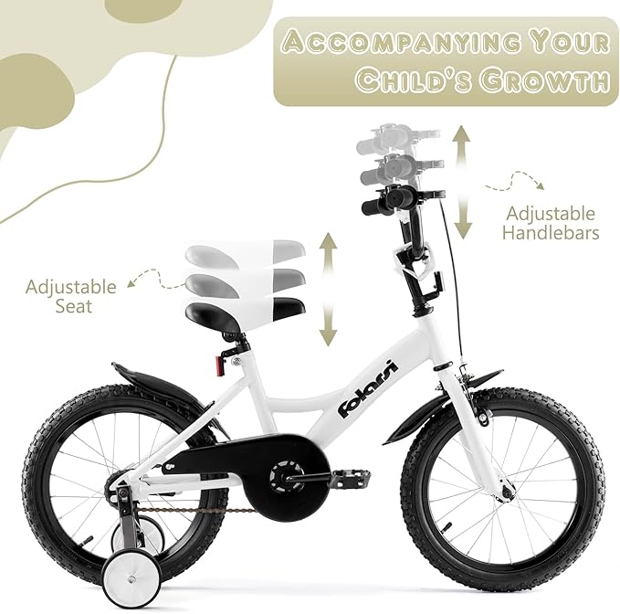 Kids Bike 14 16 18 Inch Bicycle for 3-9 Years Boys Girls Bike，Children's Bicycle with Bell Training Wheels, Multiple Colors