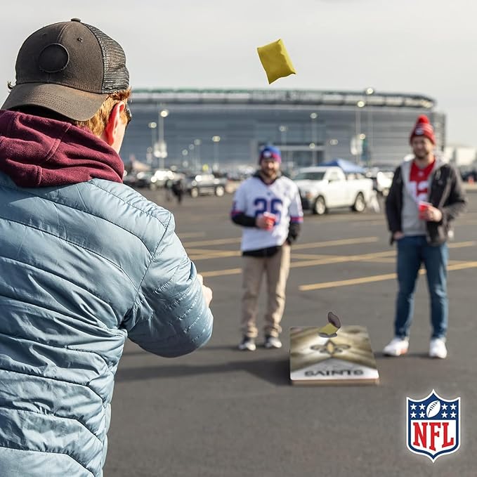 Wild Sports NFL Football 2' x 4' Regulation Size Solid Wood Cornhole Set with Direct Print HD Team Graphics Great Gift for Any Football Fan! Bean Bag Toss Family Outdoor Game