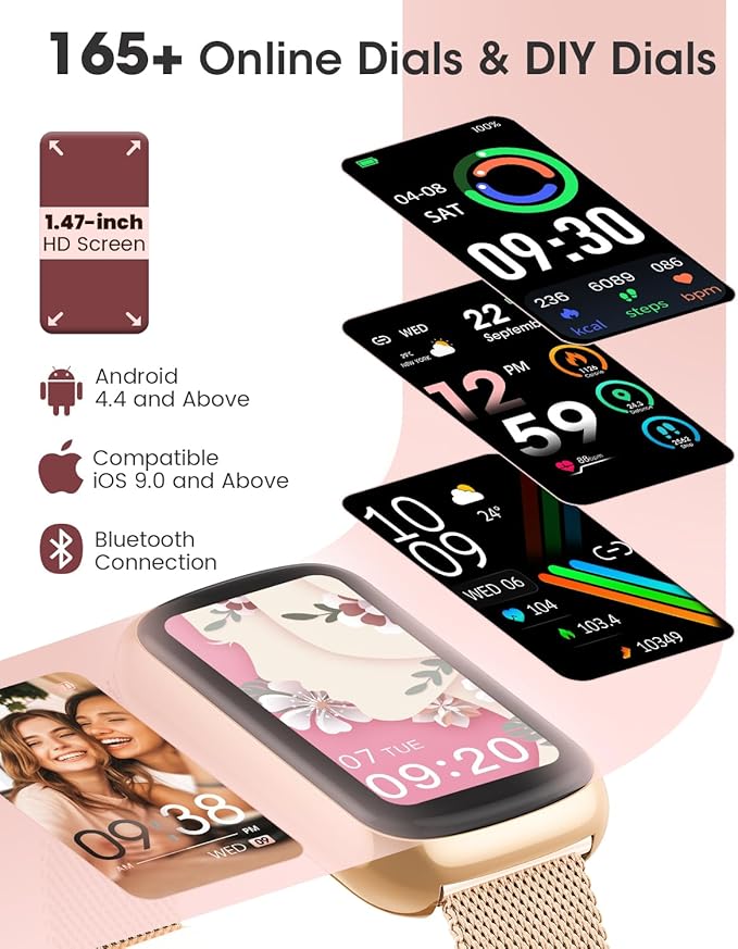 Fitness Watches for Women, Fitness Tracker with Heart Rate/SpO2 Monitor, Smart Watches for Women with Sleep/Step Tracker, 20+ Sport Modes Activity Tracker, Android Smart Watch for Phones
