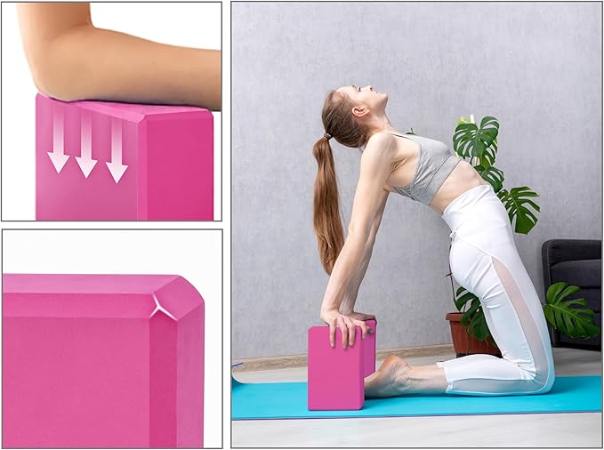 EXERZ Yoga Blocks 2 pack, Gym Blocks, Exercise Workout Fitness Bricks, Pilates Stretch Handstand Non-Slip